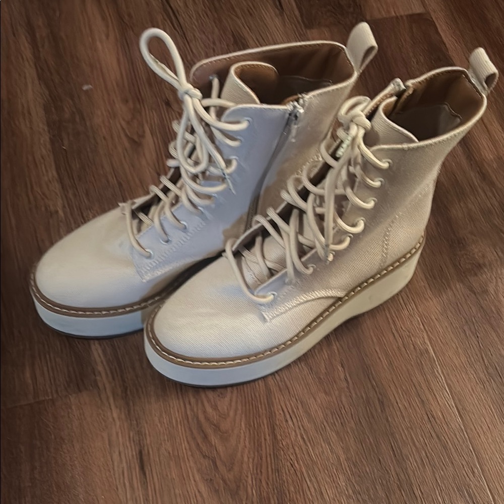 Storm Cream Lace Up Boots with Chunky Sole